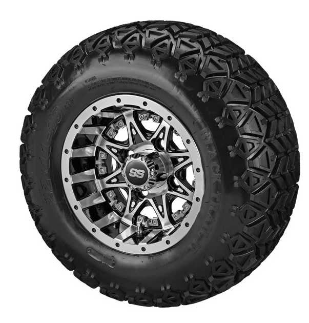 LSI 10X7 Revenge/Machined Insert with Black Trail II 22-11-10 All Terrain Tire Set of 4
