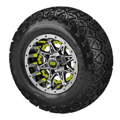 LSI 10X7 Revenge/Machined Insert with Black Trail II 22-11-10 All Terrain Tire Set of 4