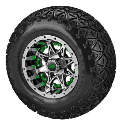 LSI 10X7 Revenge/Machined Insert with Black Trail II 22-11-10 All Terrain Tire Set of 4