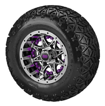 LSI 10X7 Revenge/Machined Insert with Black Trail II 22-11-10 All Terrain Tire Set of 4