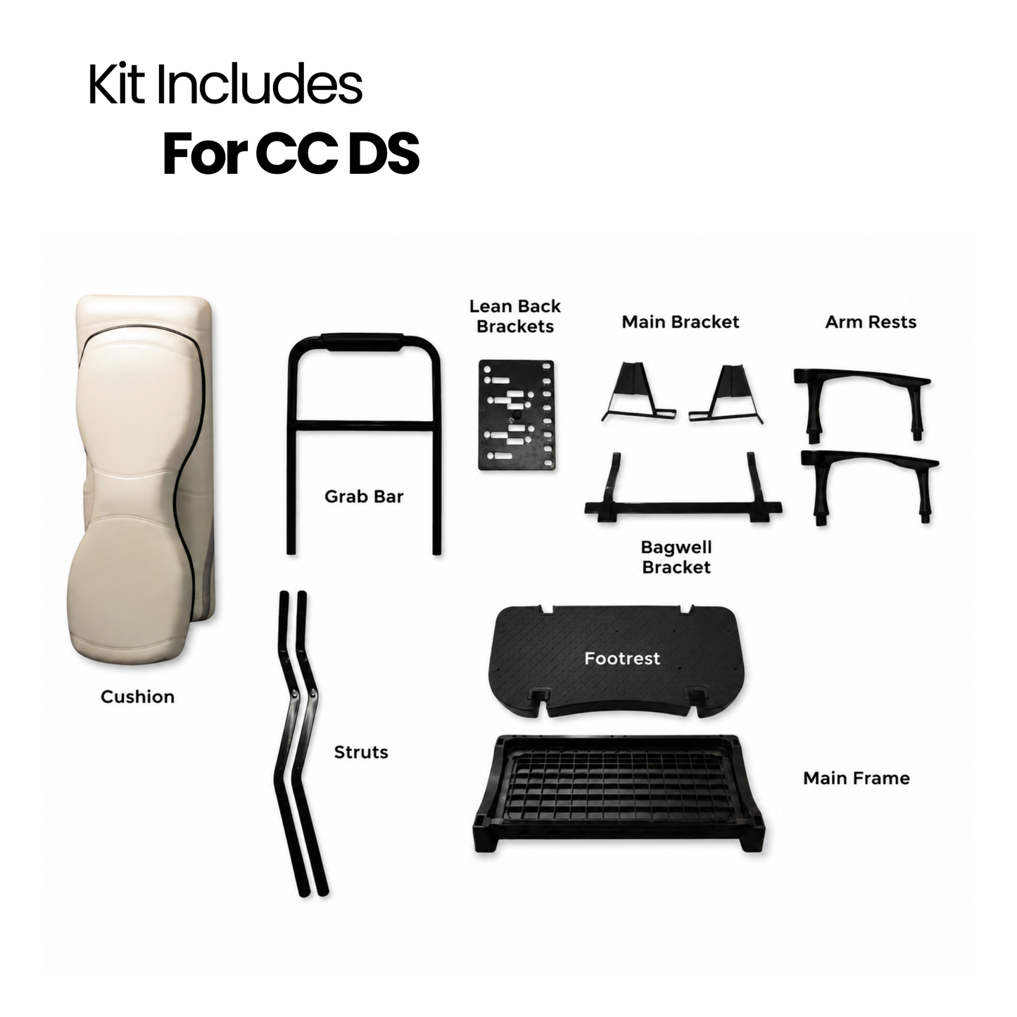 MadJax Genesis 250 Steel Rear Flip Seat Kit with Deluxe / Standard Cushions for Club Car DS, Precedent, Tempo & Onward