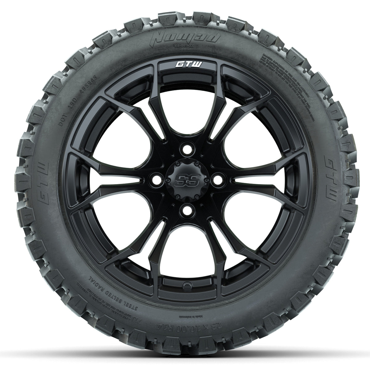 Set of (4) 14 in GTW Spyder Wheels with 23x10-14 GTW Nomad All-Terrain Tires