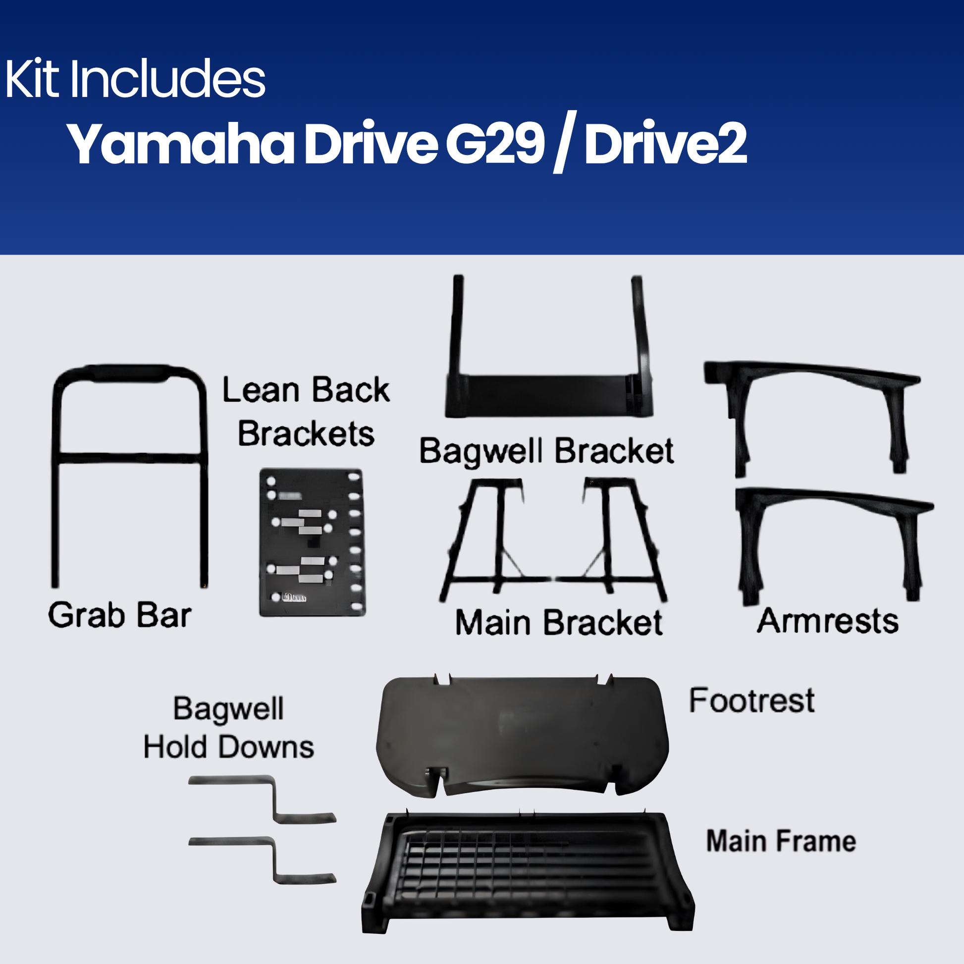 MadJax Genesis 300 Aluminum Rear Seat Kit for Yamaha Drive (G29) & Drive2 (2017+) | Standard & Deluxe Cushions