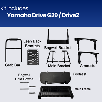 MadJax Genesis 300 Aluminum Rear Seat Kit for Yamaha Drive (G29) & Drive2 (2017+) | Standard & Deluxe Cushions