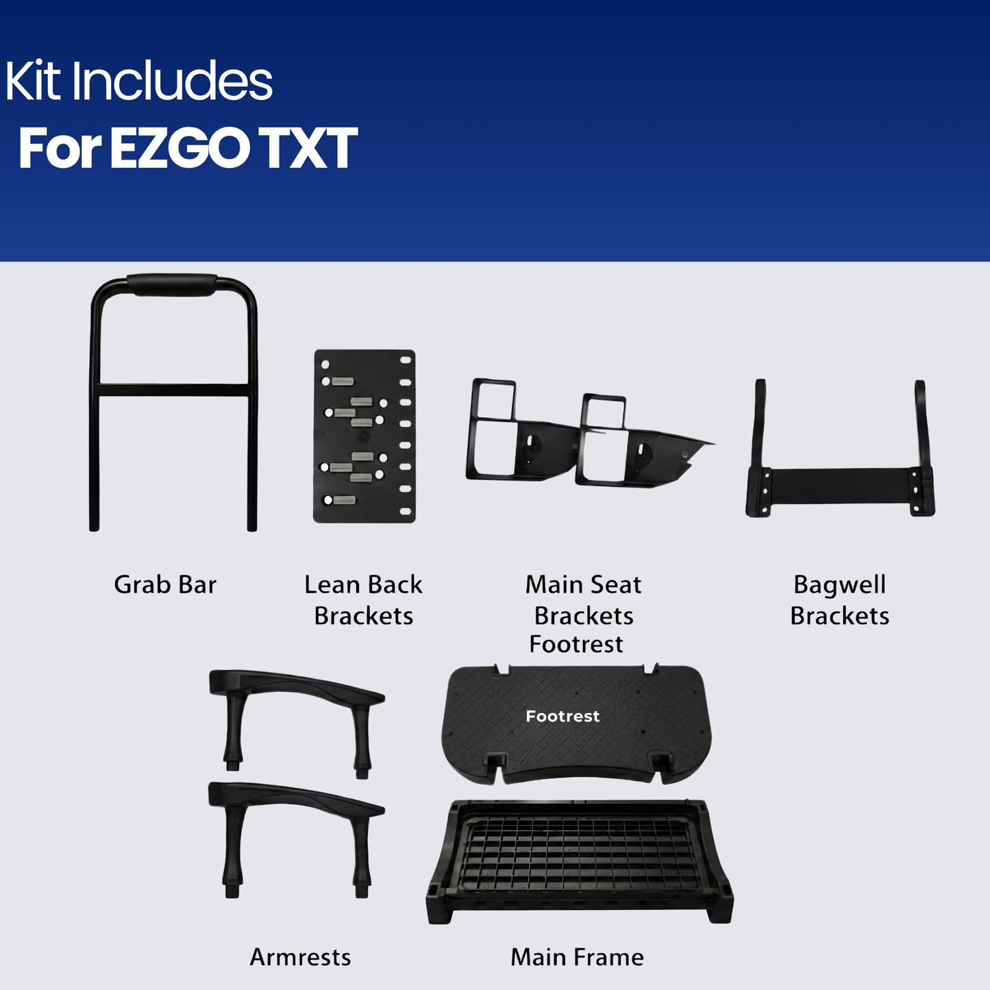 MadJax Genesis 300 Aluminum Rear Seat Kit for E-Z-GO TXT & RXV  Standard / Deluxe Cushions