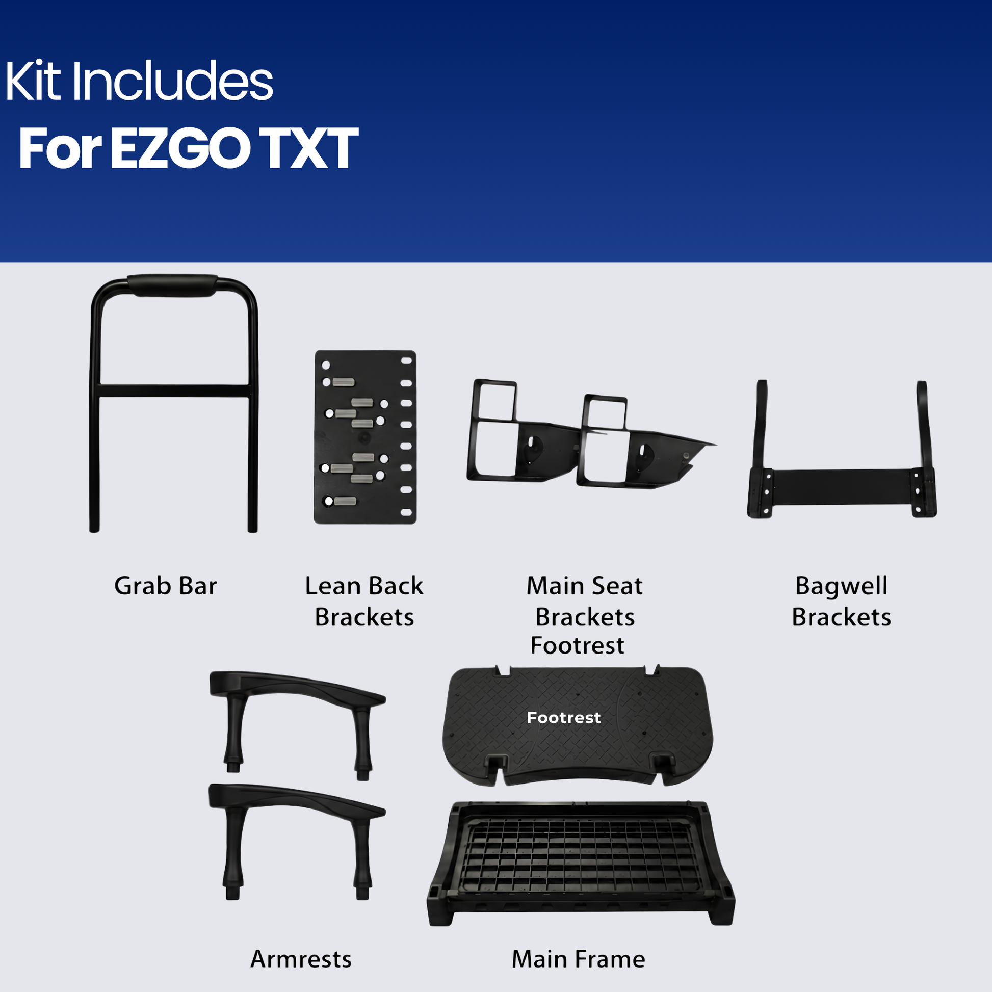 MadJax Genesis 300 Aluminum Rear Seat Kit for E-Z-GO TXT & RXV  Standard / Deluxe Cushions