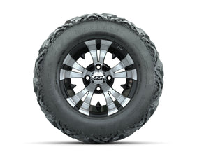 12 GTW Vampire Black and Machined Wheels with 23 Barrage Mud Tires  Set of 4