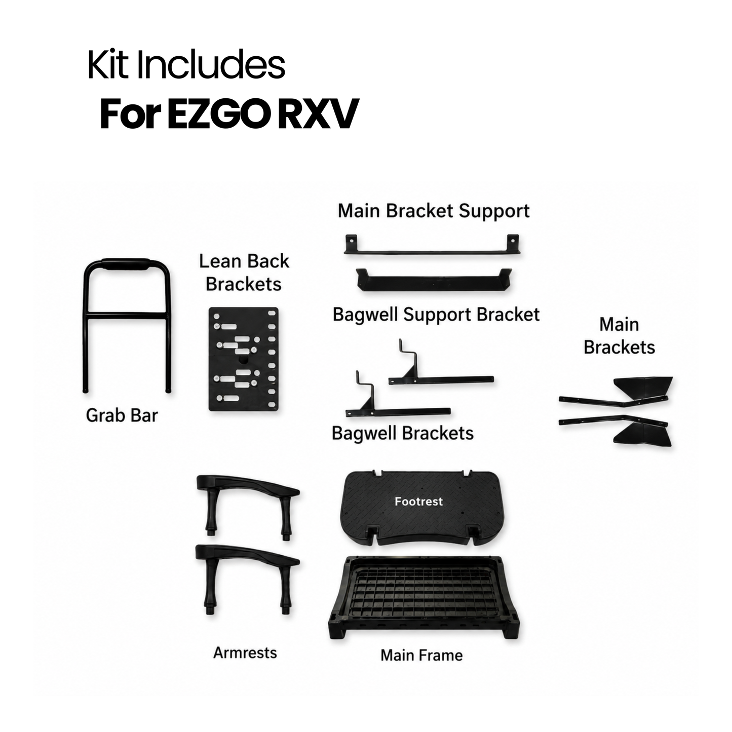 MadJax Genesis 250 Steel Rear Flip Seat Kits with Deluxe / Standard Cushions for EZGO TXT & RXV