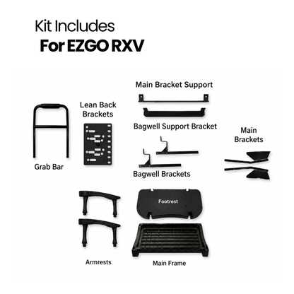 MadJax Genesis 250 Steel Rear Flip Seat Kits with Deluxe / Standard Cushions for EZGO TXT & RXV