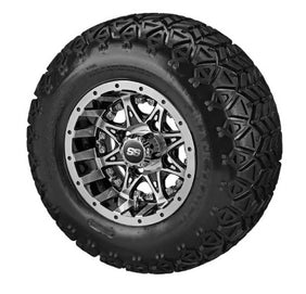 LSI 10X7 Revenge/Machined Insert with Black Trail II 22-11-10 All Terrain Tire Set of 4