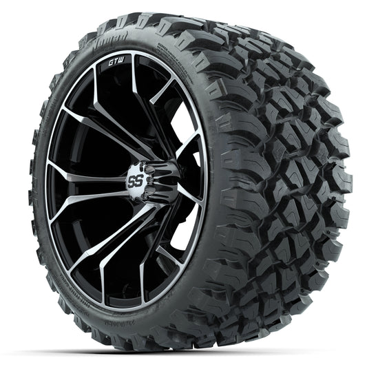 Set of (4) 15″ GTW Spyder Machined/Black Wheels with 23x10-R15 Nomad All-Terrain Tires