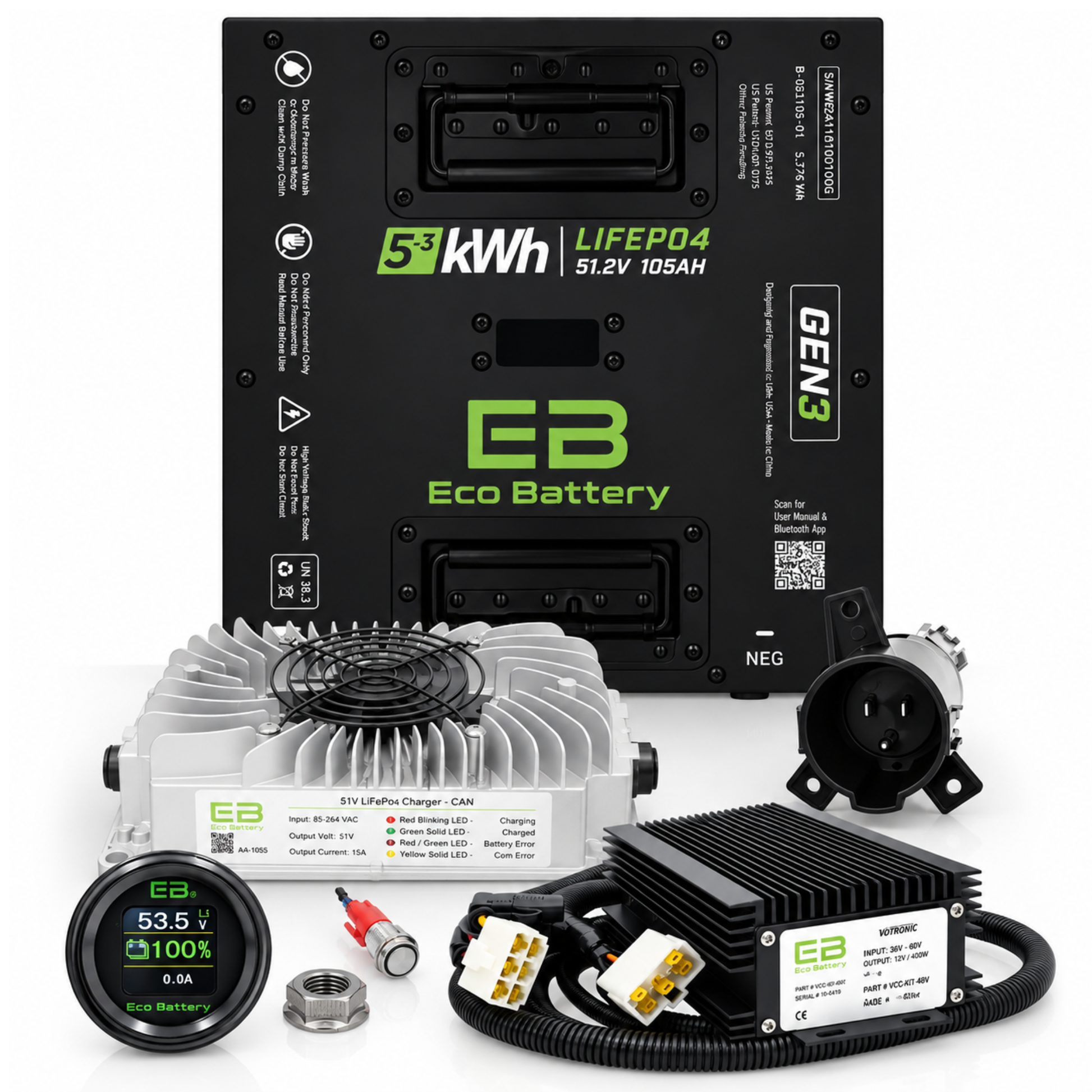 Eco Battery 48V 105Ah Thru-Hole Bundle - Select your Cart