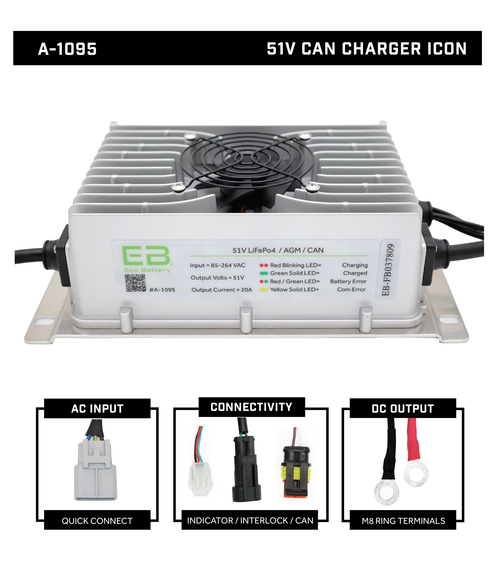 OEM Icon EV Specific Eco Charger 51V (48V) - 19Amp Charger (2017+)