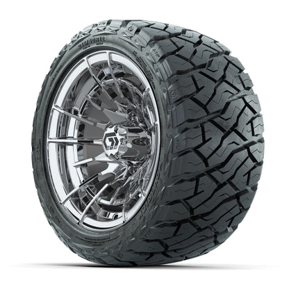 12" GTW Boost Wheels Chrome and Maverick 215/40-R12 Low Profile All Terrain Tires Combo Set of 4