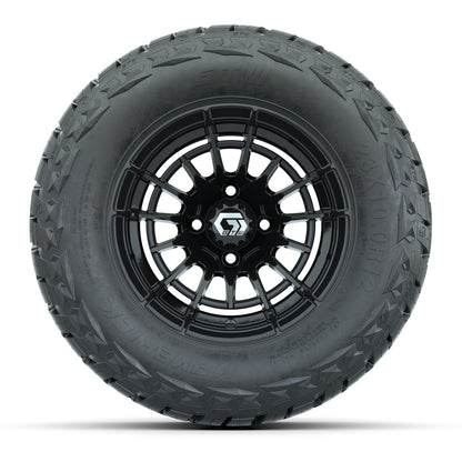 12" GTW Boost Wheels Gloss Black and Maverick Low Profile All Terrain Tires Combo Set of 4