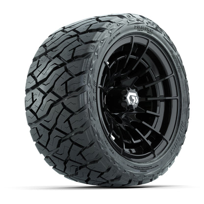 12" GTW Boost Wheels Gloss Black and Maverick Low Profile All Terrain Tires Combo Set of 4