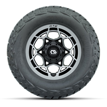 12" GTW Nexus Wheels Black/Machined and Maverick 23x10.00-R12 All Terrain Tires Combo Set of 4