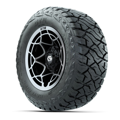 12" GTW Nexus Wheels Black/Machined and Maverick 23x10.00-R12 All Terrain Tires Combo Set of 4