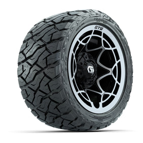 12" GTW Nexus Wheels Gloss Black/Silver and Maverick 215/40-R12 Low Profile All Terrain Tires Combo Set of 4