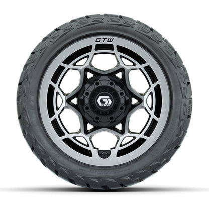 12" GTW Nexus Wheels Gloss Black/Silver and Maverick 215/40-R12 Low Profile All Terrain Tires Combo Set of 4