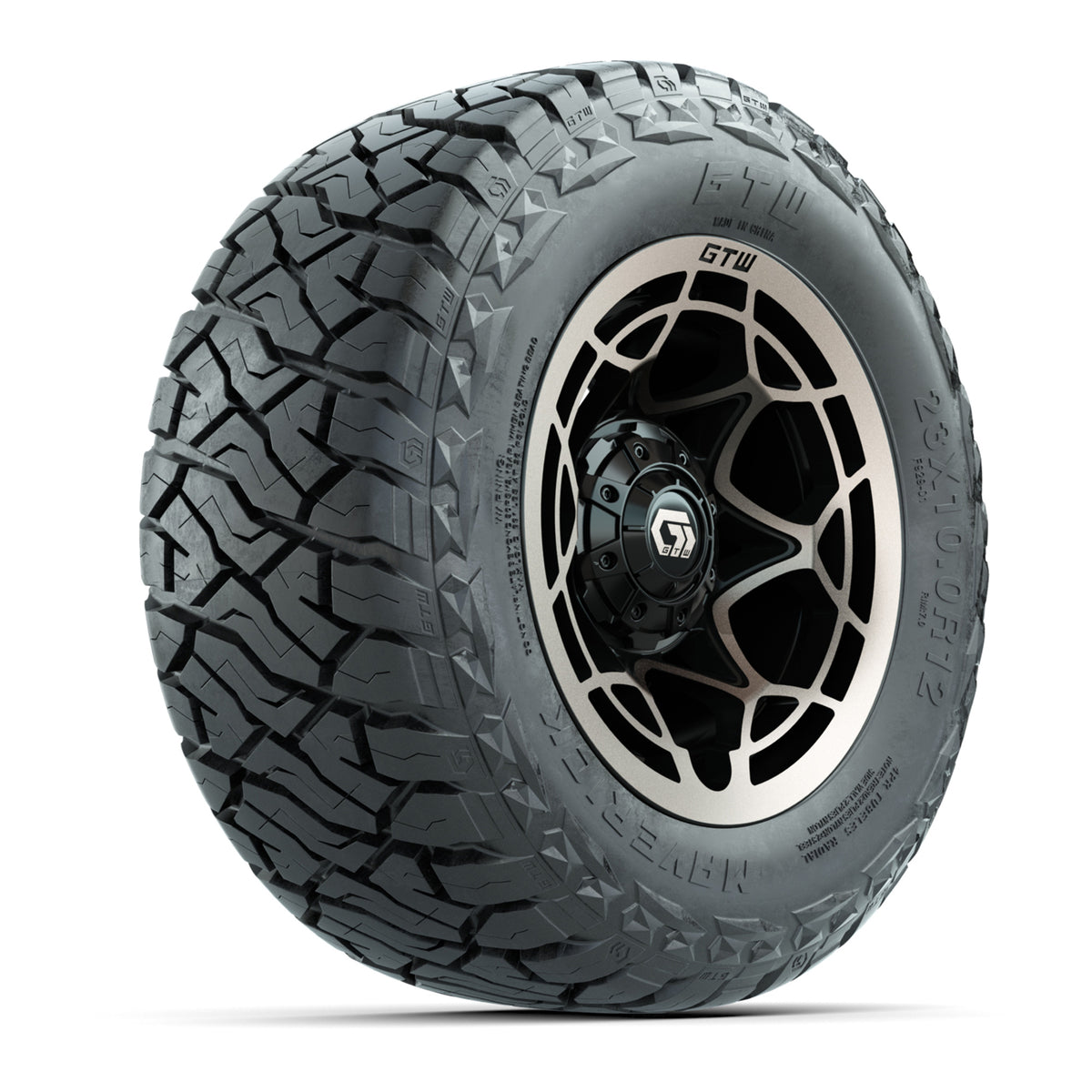 12" GTW Nexus Wheels Black/Bronze and Maverick 23x10.00-R12 All Terrain Tires Combo Set of 4