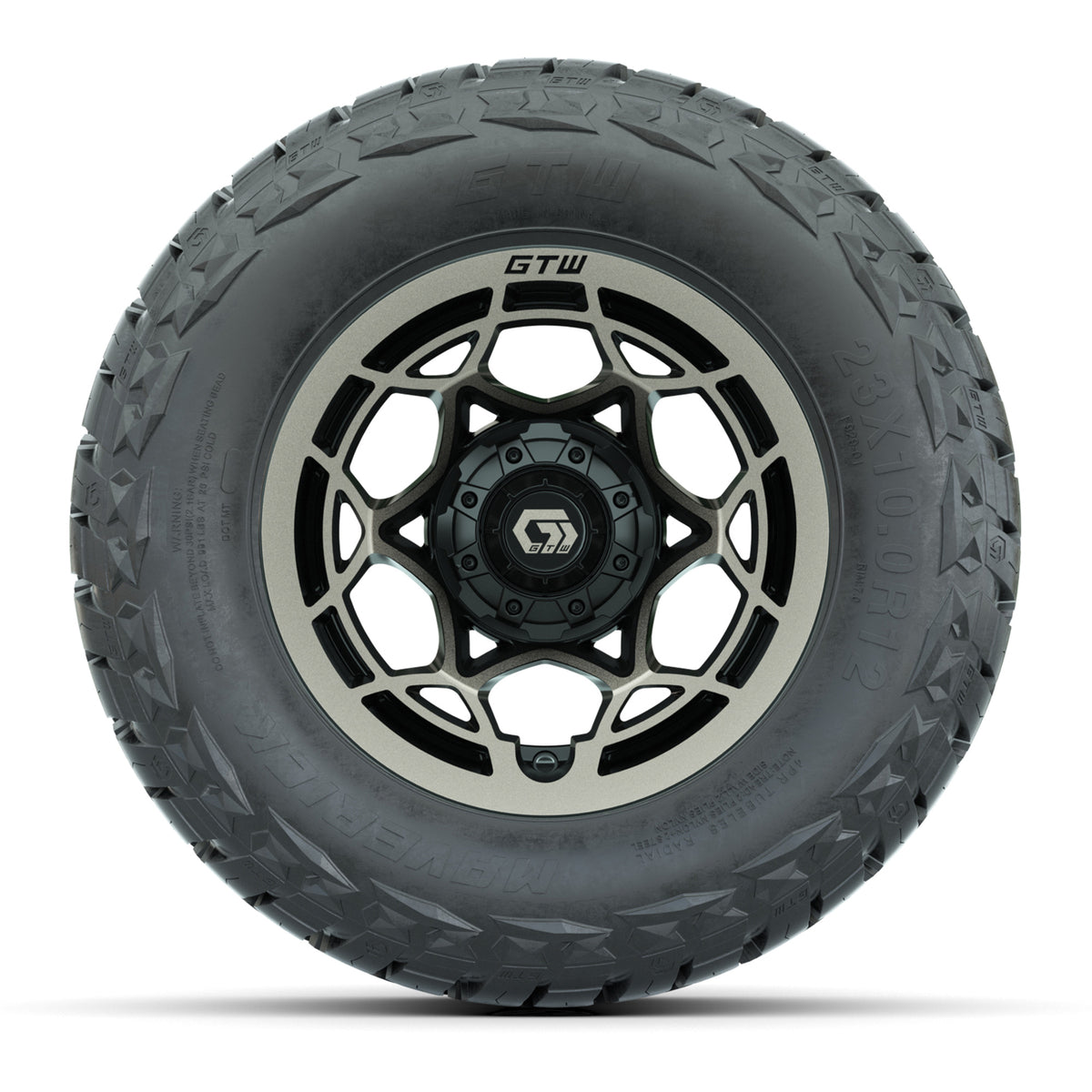 12" GTW Nexus Wheels Black/Bronze and Maverick 23x10.00-R12 All Terrain Tires Combo Set of 4