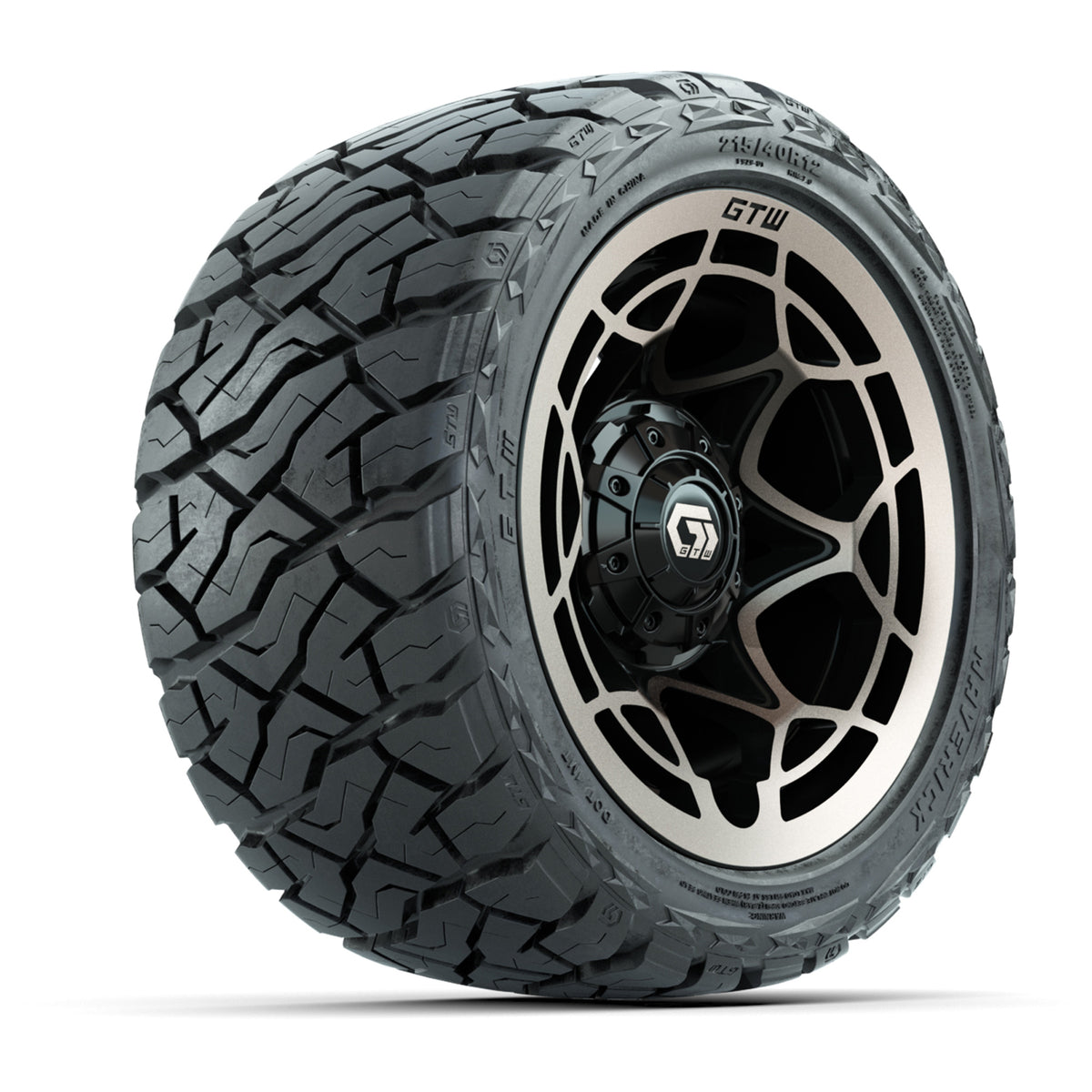 12" GTW Nexus Wheels Gloss Black/Bronze and Maverick 215/40-R12 Low Profile All Terrain Tires Combo Set of 4