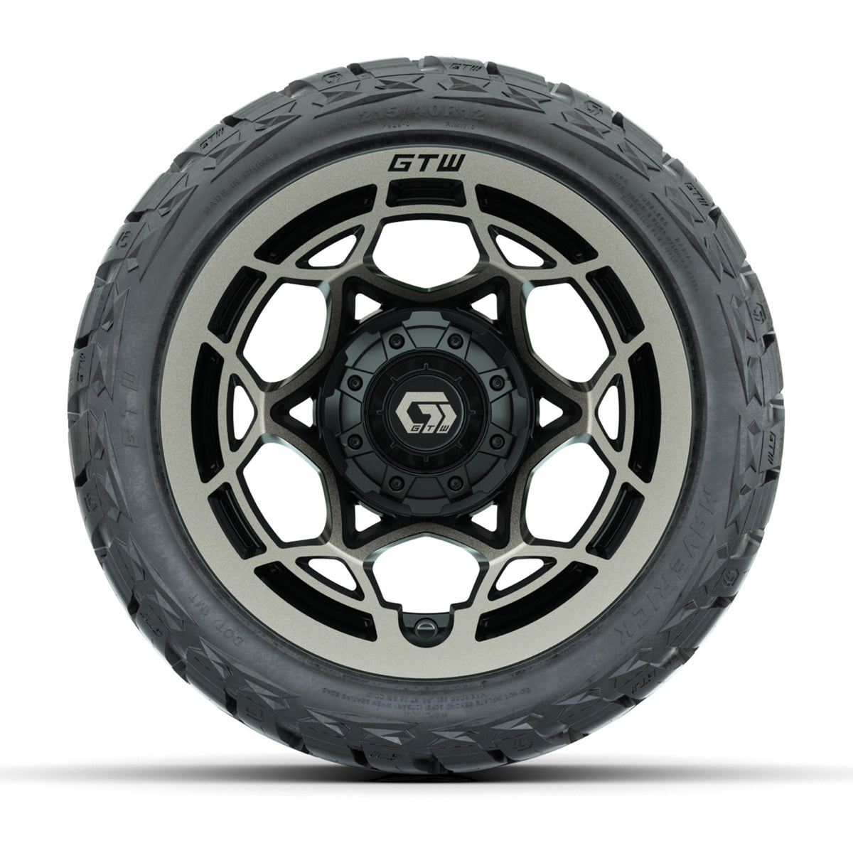 12" GTW Nexus Wheels Gloss Black/Bronze and Maverick 215/40-R12 Low Profile All Terrain Tires Combo Set of 4