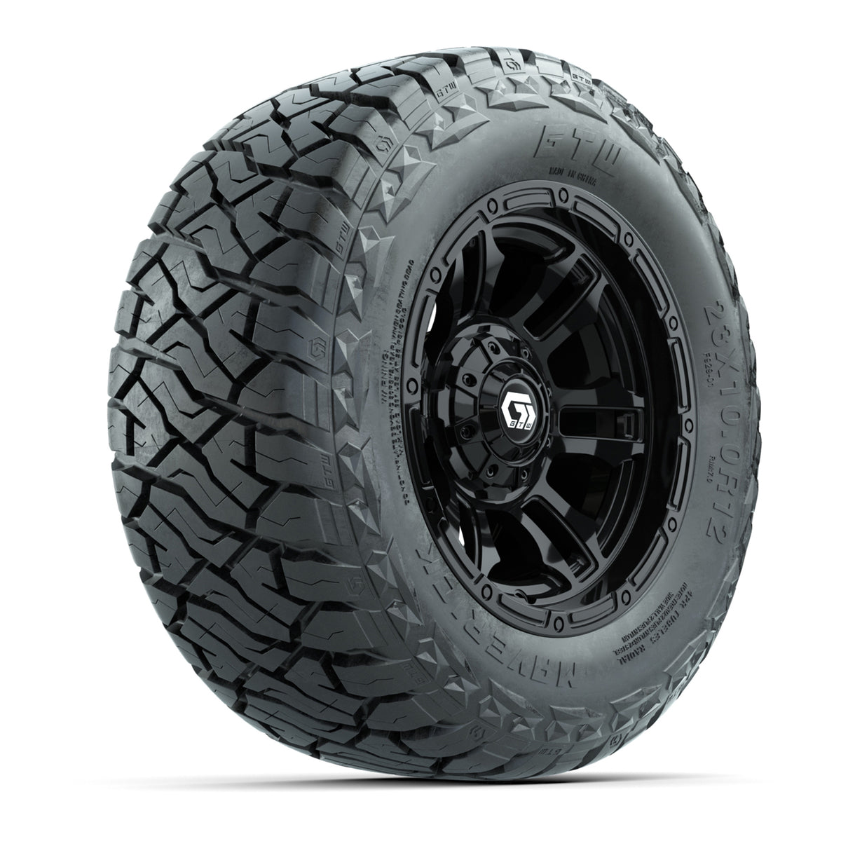 12" GTW Shogun Wheels Black and Maverick 215/40-R12 Low Profile All Terrain Tires Combo Set of 4