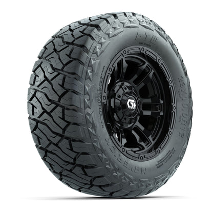 12" GTW Shogun Wheels Black and Maverick 215/40-R12 Low Profile All Terrain Tires Combo Set of 4