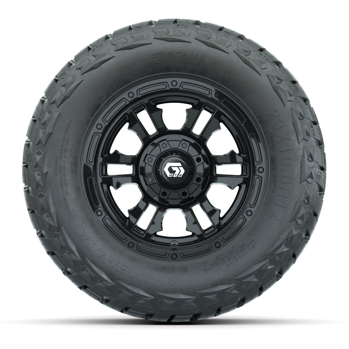 12" GTW Shogun Wheels Black and Maverick 215/40-R12 Low Profile All Terrain Tires Combo Set of 4