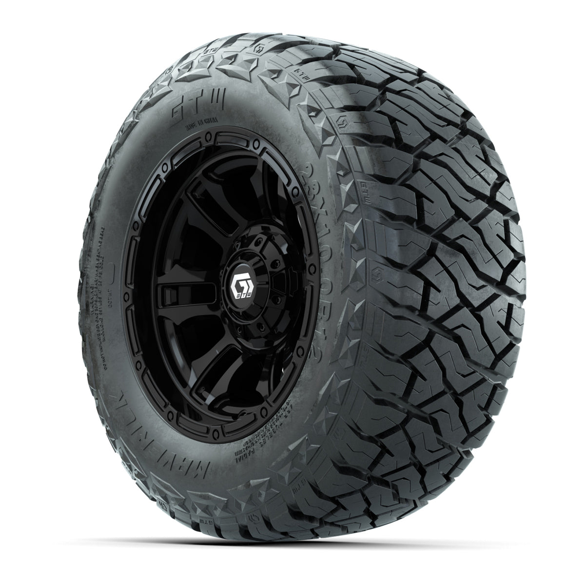 12" GTW Shogun Wheels Black and Maverick 215/40-R12 Low Profile All Terrain Tires Combo Set of 4