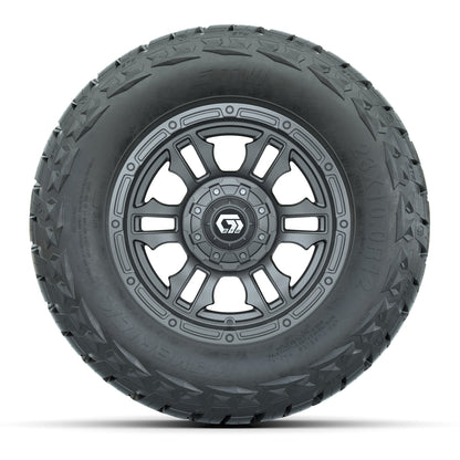 12" GTW Shogun Wheels Gloss Gunmetal and Maverick Low Profile & All Terrain Tires Combo Set of 4