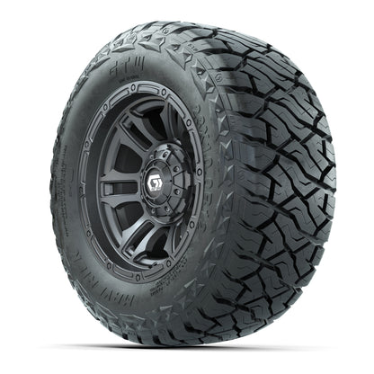 12" GTW Shogun Wheels Gloss Gunmetal and Maverick Low Profile & All Terrain Tires Combo Set of 4