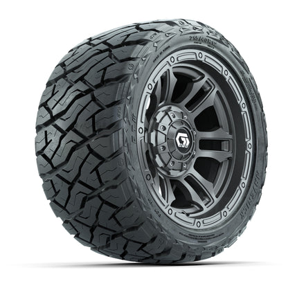 12" GTW Shogun Wheels Gloss Gunmetal and Maverick Low Profile & All Terrain Tires Combo Set of 4
