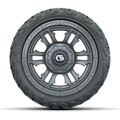 12" GTW Shogun Wheels Gloss Gunmetal and Maverick Low Profile & All Terrain Tires Combo Set of 4