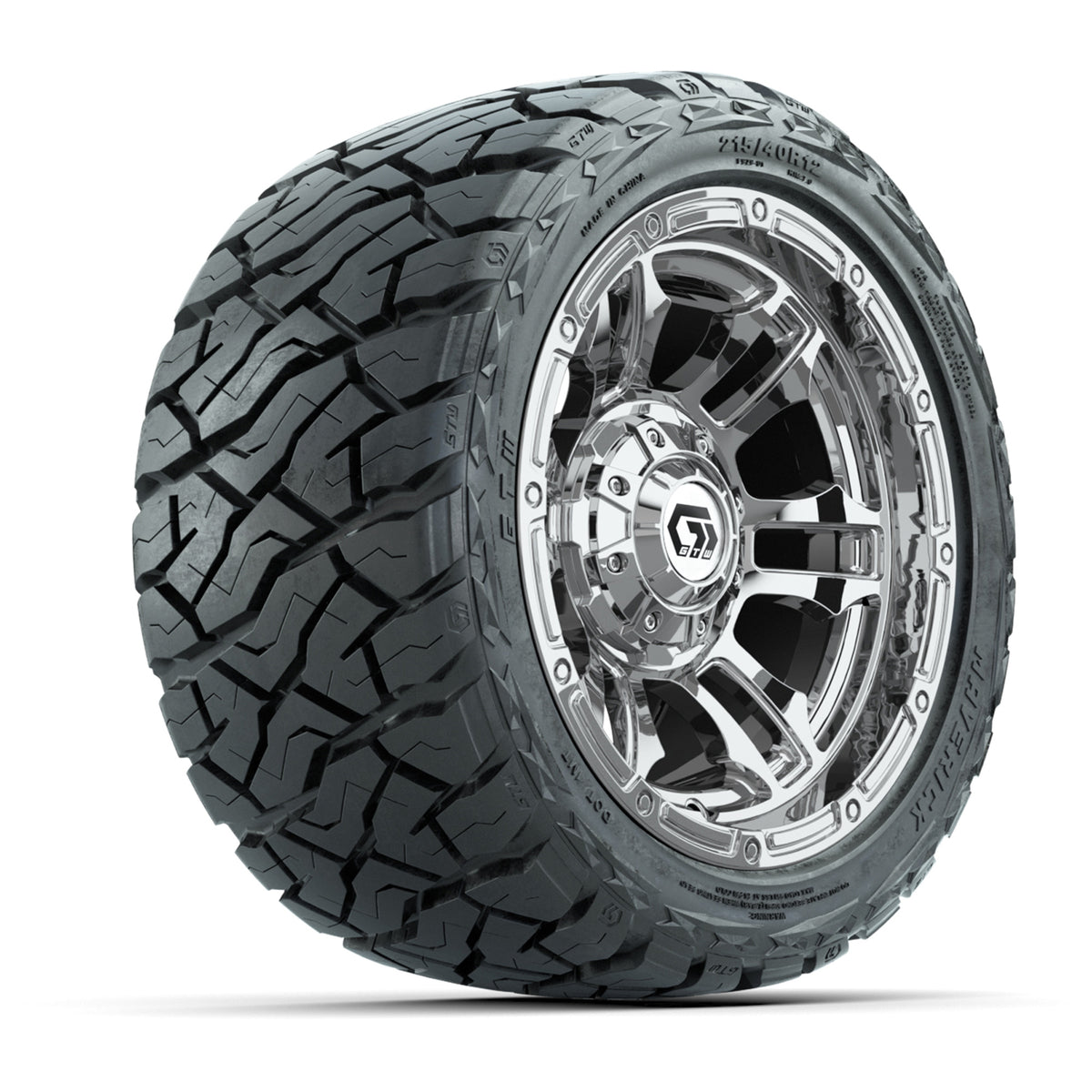 12" GTW Shogun Wheels Chrome and Maverick Low Profile & All Terrain Tires Combo Set of 4