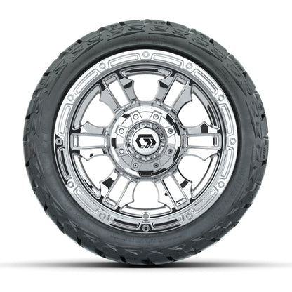 12" GTW Shogun Wheels Chrome and Maverick Low Profile & All Terrain Tires Combo Set of 4