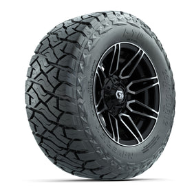 12" GTW Stealth Wheels Machined Black and Maverick 23x10.00-R12 All Terrain Tires Combo Set of 4