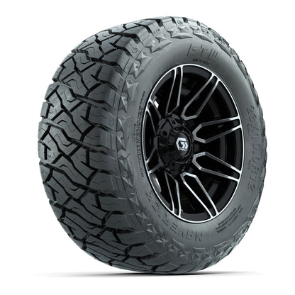 12" GTW Stealth Wheels Machined Black and Maverick 23x10.00-R12 All Terrain Tires Combo Set of 4