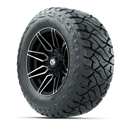12" GTW Stealth Wheels Machined Black and Maverick 23x10.00-R12 All Terrain Tires Combo Set of 4
