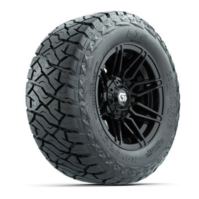 12" GTW Stealth Wheels Gloss Black and Maverick Low Profile & All Terrain Tires Combo Set of 4