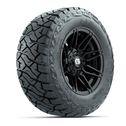 12" GTW Stealth Wheels Gloss Black and Maverick Low Profile & All Terrain Tires Combo Set of 4