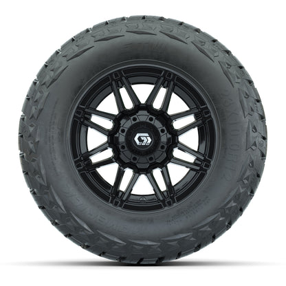 12" GTW Stealth Wheels Gloss Black and Maverick Low Profile & All Terrain Tires Combo Set of 4