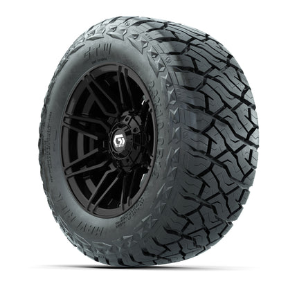 12" GTW Stealth Wheels Gloss Black and Maverick Low Profile & All Terrain Tires Combo Set of 4
