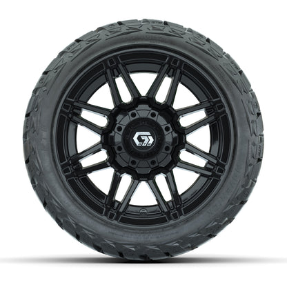 12" GTW Stealth Wheels Gloss Black and Maverick Low Profile & All Terrain Tires Combo Set of 4