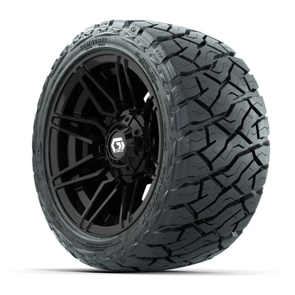 12" GTW Stealth Wheels Gloss Black and Maverick Low Profile & All Terrain Tires Combo Set of 4