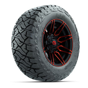 12" GTW Stealth Wheels Gloss Black/Red and Maverick Low Profile & All Terrain Tires Combo Set of 4