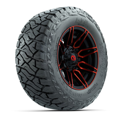 12" GTW Stealth Wheels Gloss Black/Red and Maverick Low Profile & All Terrain Tires Combo Set of 4