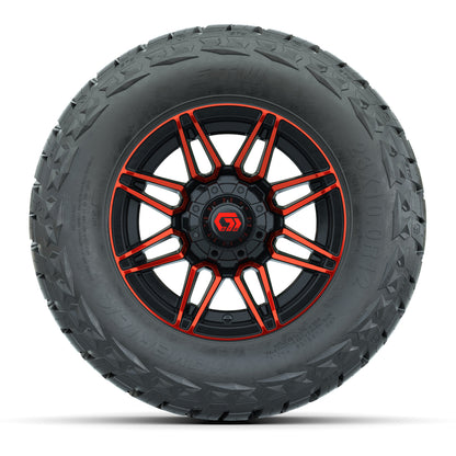 12" GTW Stealth Wheels Gloss Black/Red and Maverick Low Profile & All Terrain Tires Combo Set of 4